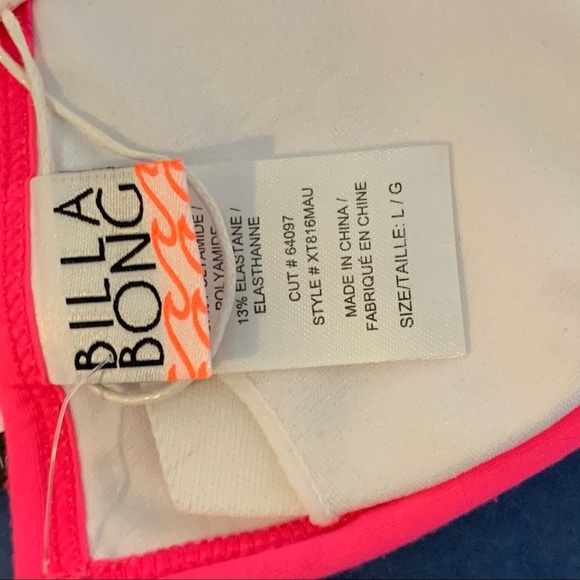 Billabong blue white & pink bikini top NWT - Picture 7 of 8